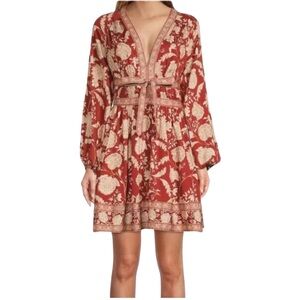 Antonio Melani Normajean Floral Print V-Neck Long Sleeve Tie Waist Dress Size 10